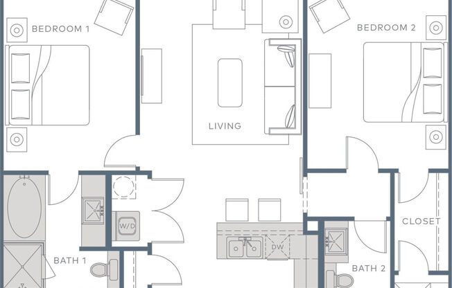 2 beds, 2 baths, 1,223 sqft, $2,037