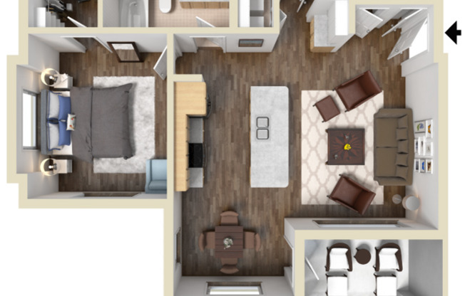1 bed, 1 bath, 790 sqft, $1,350, Unit B-109