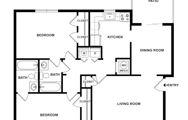 2 beds, 2 baths, 1,200 sqft, $1,880, Unit 005-3286-4