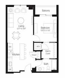 1 bed, 1 bath, 745 sqft, $1,943
