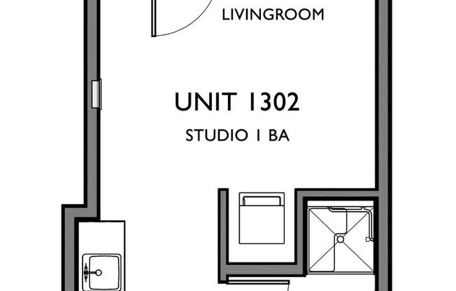 Studio, 1 bath, 340 sqft, $1,149, Unit 1302