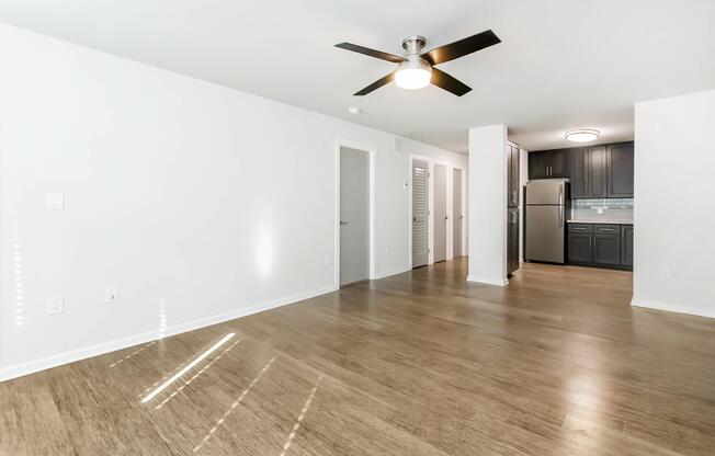 a room with a wood floor