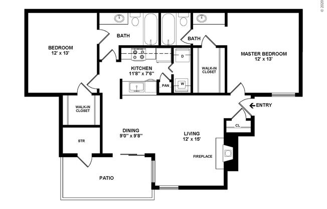 2 beds, 2 baths, 1,004 sqft, $1,663