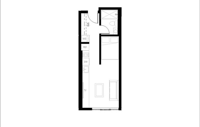 Studio, 1 bath, 347 sqft, $1,995, Unit Unit 9