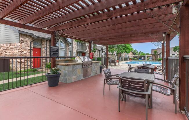 a bench in front of a building