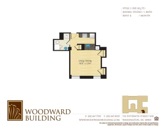 Studio, 1 bath, 505 sqft, $2,800