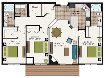3 beds, 2 baths, 1,413 sqft, $2,150
