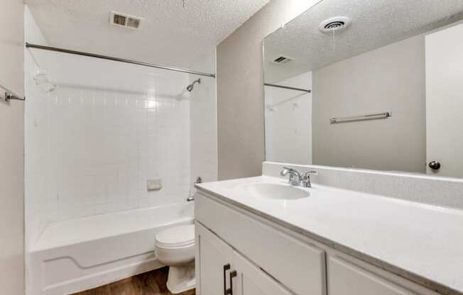 the preserve at ballantyne commons apartment bathroom with tub sink and toilet