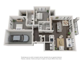 2 beds, 2 baths, 1,233 sqft, $2,349