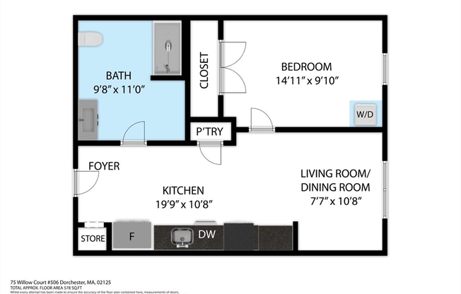 1 bed, 1 bath, 578 sqft, $2,665, Unit 506