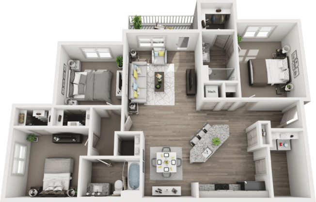 3 beds, 2 baths, 1,316 sqft, $1,915, Unit 2301