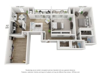 2 beds, 2 baths, 1,405 sqft, $2,233