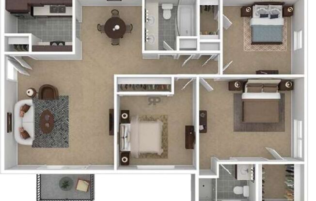 3 beds, 2 baths, 1,300 sqft, $1,425