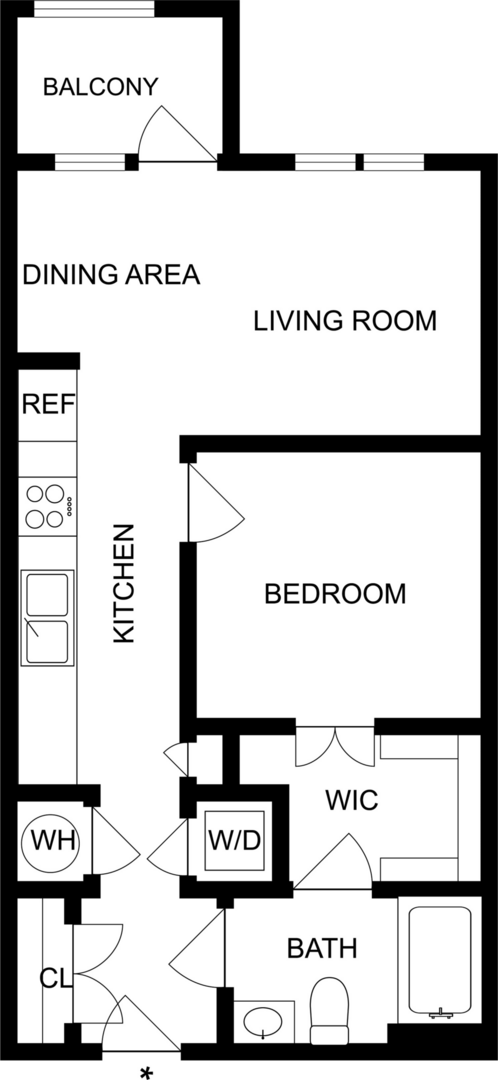 Studio, 1 bath, 598 sqft, $1,360