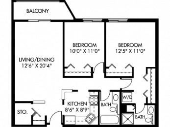 2 beds, 2 baths, 1,032 sqft, $1,695