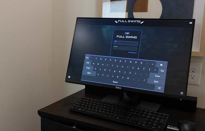 A Dell computer monitor with a Full Swing display setting.