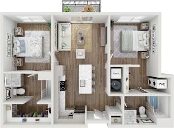 2 beds, 2 baths, 955 sqft, $1,889