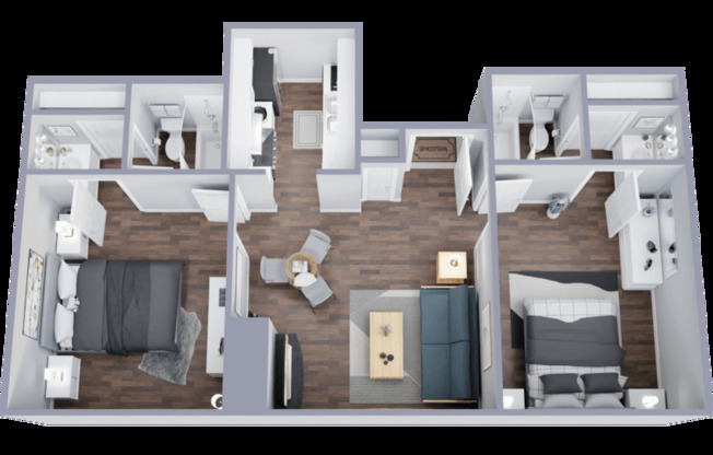 2 beds, 2 baths, 800 sqft, $1,059