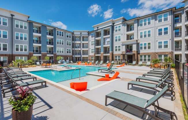 exterior pool with seating