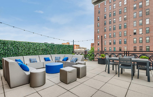 Rooftop deck with lounge area at 1633 Q, Washington, 20009