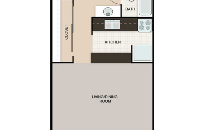 Studio, 1 bath, 420 sqft, $795