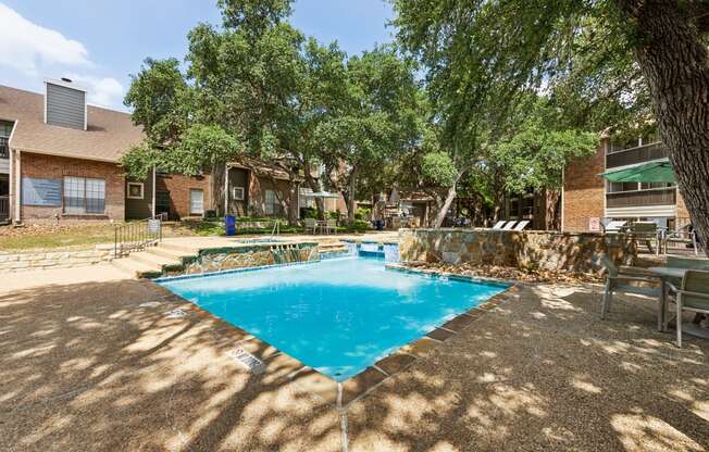 our apartments have a swimming pool and a patio