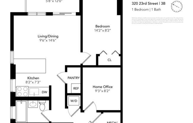 1 bed, 1 bath, 685 sqft, $2,700, Unit 3B