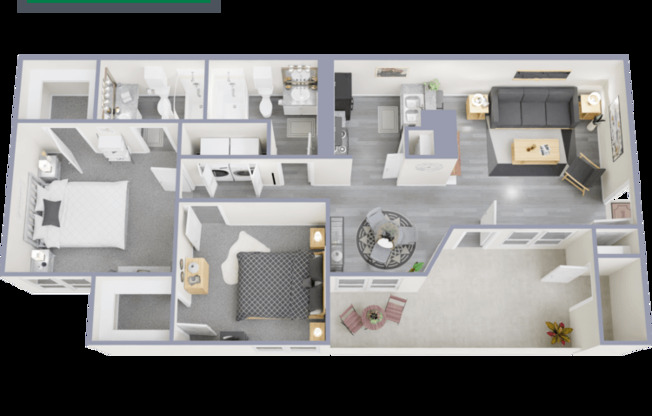 2 beds, 2 baths, 867 sqft, $1,249