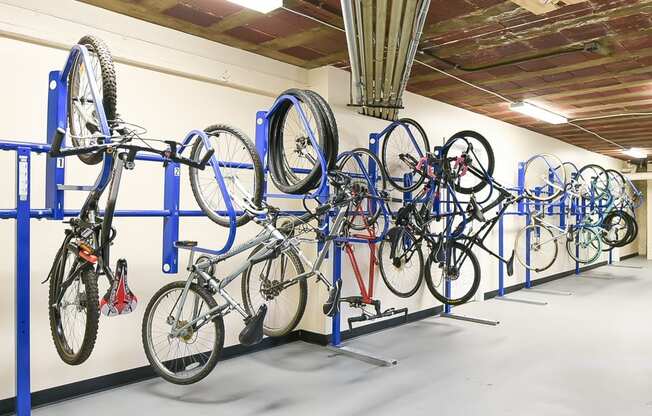 bike storage room at meridian park apartments in washington dc