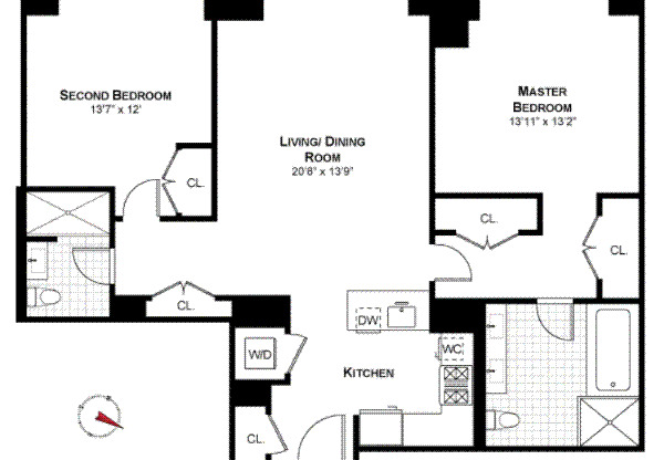 2 beds, 2 baths, 1,190 sqft, $8,650, Unit 16G