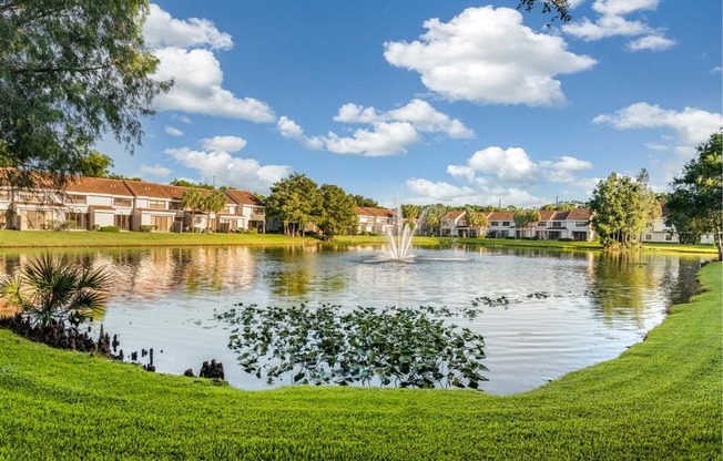 Lake with fountain at The Atlantic Preserve, Plantation, Florida