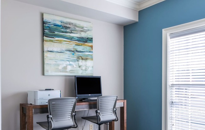 Resident Business Center With Computer And Printer at Reserve at Bridford, Greensboro, 27407