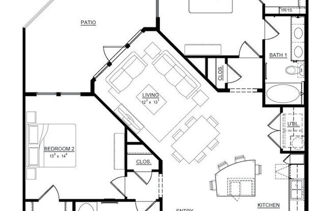 2 beds, 2 baths, 1,150 sqft, $2,190