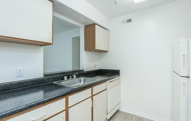 a kitchen with a stove sink and refrigerator