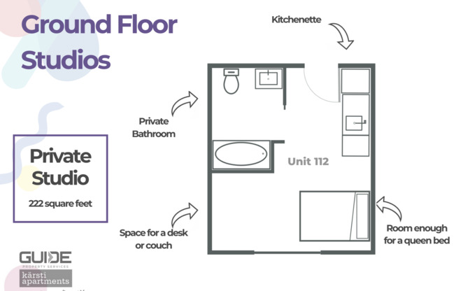 Studio, 1 bath, 249 sqft, $1,145, Unit 112