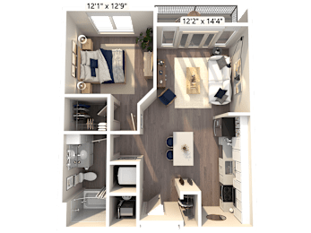 Studio, 1 bath, 677 sqft, $1,414