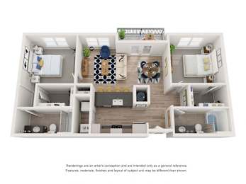 2 beds, 2 baths, 1,027 sqft, $1,635