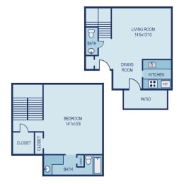 1 bed, 1.5 baths, 868 sqft, $1,199