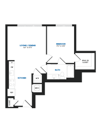 1 bed, 1 bath, 698 sqft, $2,064