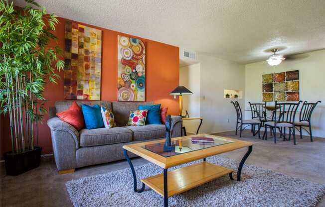 Living room and dining area at Sunrise Ridge Apartments in Tucson AZ