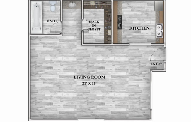 Studio, 1 bath, 368 sqft, $603, Unit 3-110
