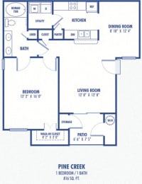 1 bed, 1 bath, 816 sqft, $1,465