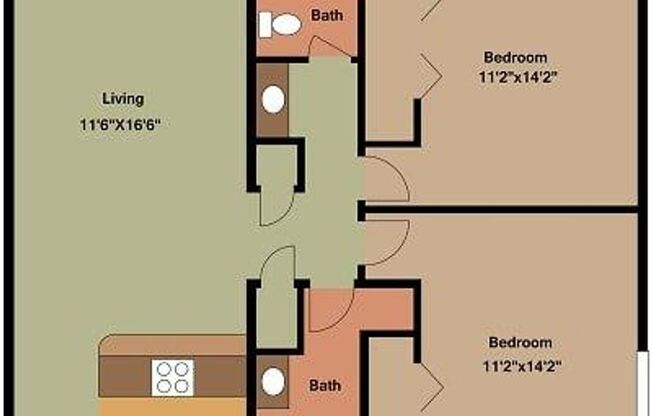 2 beds, 2 baths, 925 sqft, $1,089, Unit 110-134