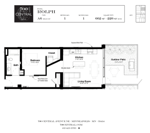 1 bed, 1 bath, 662 sqft, $1,795