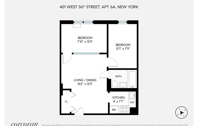 2 beds, 1 bath, $5,200, Unit 6A