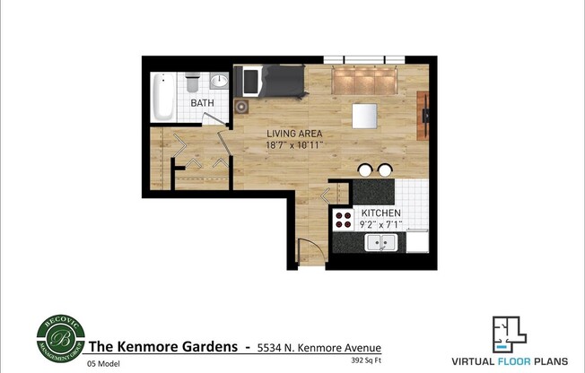 Studio, 1 bath, 336 sqft, $1,475, Unit 305