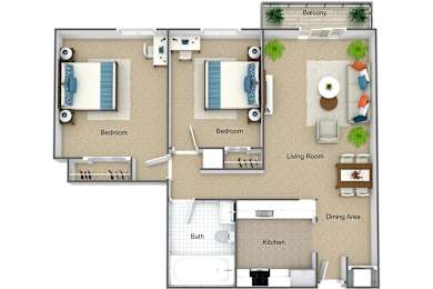 2 beds, 1 bath, 896 sqft, $2,767