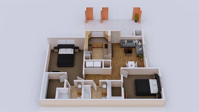2 beds, 2 baths, 969 sqft, $1,820