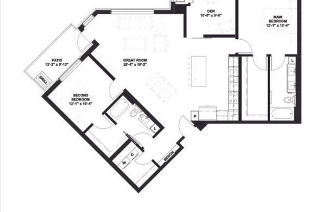 2 beds, 2 baths, 1,382 sqft, $3,195, Unit P8