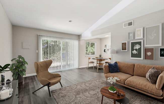 a living room with a couch and a coffee table